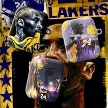 와우박스 주문제작 농구 에어팟 버즈 하드 케이스 LA 레이커스 레전드 코비 브라이언트(Kobe Bryant) 커스텀, 무광 하드케이스, 버즈(밑판 검정색)