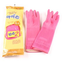 마미손 대(L) 왼손 2개 분홍색 고무장갑