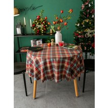겨울 크리스마스 테이블 식탁 보 원형 사각 디자인 인테리어 소품, 110x110cm, 크리스마스 레드 체크