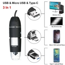 1600X USB 디지털 현미경 카메라 내시경 8 LED 돋보기 조정 가능한 배율 스탠드 3 1 전자, 01 without box