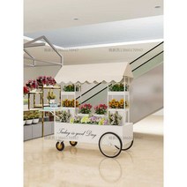 이동식 꽃 매대 꽃집 카트 노점 가판 진열대 야외 마켓, 상세 페이지 참고, 블루 길이 140 폭 60 높이 200