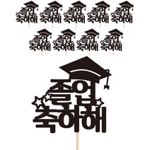 비비드레인 졸업축하해 메세지픽 케이크토퍼 꽃다발 화분 떡케이크장식, 11-졸업축하해(10개)