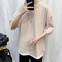 [라다몰] 패션 반팔티셔츠 레이어드 컬러 데일리 남자 와이드핏