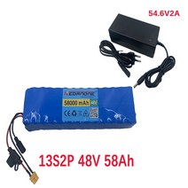 전기 자전거 배터리 밧데리 전기 자전거 48v 20ah 28ah 40ah 리튬 이온 팩, 48v58ah 충전x1, 1개