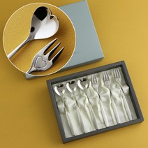 인스푼 티스푼포크 돌 결혼답례품, 엔젤하트 6P (포크3+티스푼3), 인쇄함 / 포장안함
