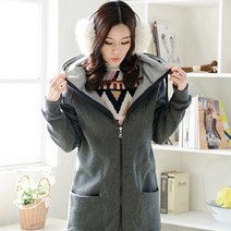 메르 여성용 기모 일자 포켓 후드 집업