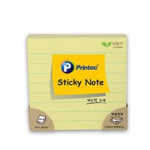 프린텍 스티키노트 노트형 점착메모지(라인) 일반 포스트잇, 100매, 노랑라인(76*76)