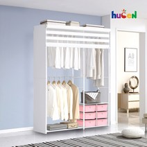 휴센 갤럭시 1580B 드레스룸 옷장, 1580B핑크+측판+콤비 롤