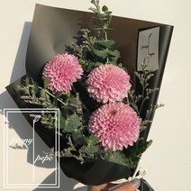 [피오니페페] 동글동글 폼폼국화 생화꽃다발, 꽃다발, 1개