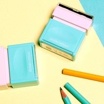 두루디자인 롤리팝 직사각 스탬프, 민트, 잉크 분홍