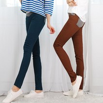 턴키 컬러 포켓배색 허리밴드 스키니핏 팬츠