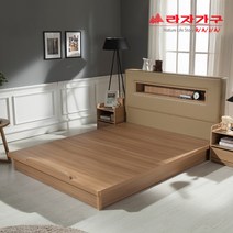 라자가구 아이크3단LED 평상형침대 프레임 퀸Q, 초코브라운