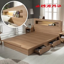 라자가구 베스트 LED조명침대 크림슨 아이크 + 채움H 독립매트리스 슈퍼싱글침대 퀸침대, 02.크림슨LED 서랍형침대 슈퍼싱글SS_내추럴, 01.프레임(매트리스별도구매)