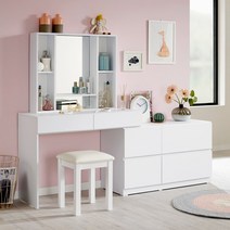 퍼니아트 니엘 수납 화장대 일반화장대, 화이트