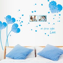 미래몰 러블리 포인트 벽지 스티커, 라-073 하늘빛 하트