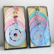 색동 원형컵받침, 1세트(5p)+랜덤발송