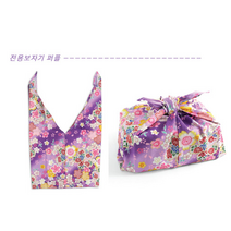 일본[하코야]사꾸라쯔구시 2단원형 사각도시락/전용보자기(일본완제품)/여행 낚시 등산 야외활동에 최고!, 보자기 퍼플