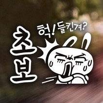 제제데코 초보운전 안전운전 차량 스티커 02, 044_헉들킨겨초보_화이트