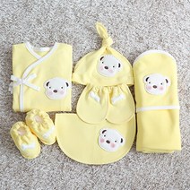 콩닥콩닥 강아지 와펜 배냇저고리(노랑) 실+바늘+시침핀 사은품, 90% 배냇저고리