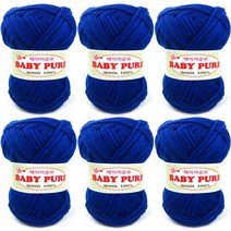 행복뜨기 목도리실 모자실 인형실 울실 털실 뜨개실 뜨개질실 베이비순모 뜨개질, 파랑, (6볼세트)412파랑