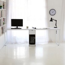 다오름 다움 50T상판 철다리 본체통 2400 2인용책상-학생책상, 화이트