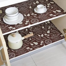 레터링 싱크대 선반 서랍 매트, 브라운