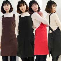 하랑이플 엑스자단추앞치마(FREE) 바리스타앞치마 주방 업소용앞치마 X형, 엑스자단추(블랙)