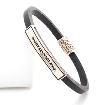 [골드러쉬] B-202 남자 자석팔찌 가죽 검정 남성패션팔찌