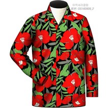 이럭셔리클럽 DTS160909_2_ 시원하게 큰 빨간 꽃 실크셔츠 남성셔츠 와이셔츠