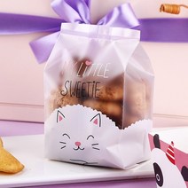 이홈베이킹 반투명M쿠키봉투 8.5x23 흰색고양이(100장), 단품