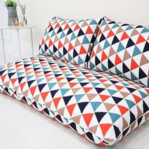 단잠 좌식소파-2인용(특대방석+대쿠션+솜포함), 스칸디나비아(핑크)