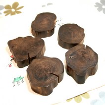 향나무 자유형 차탁 세트 (소 5P) / 찻잔받침 소품받침 다기받침 다도구 다도교육, 향나무원목, 5개