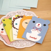 [러브소이] 어린이집 동물 미니 메세지카드 생일초대카드 봉투포함, 블루