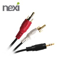 넥시[NEXI] 1스테레오 2RCA케이블 오디오 스피커 TV 3.5mm 1Stereo to 2RCA, 3M