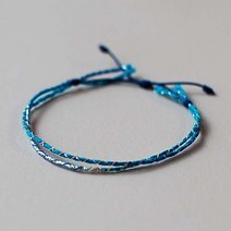 솔솔미 블루 진파랑 매듭 두줄 커플팔찌 실팔찌 팔찌