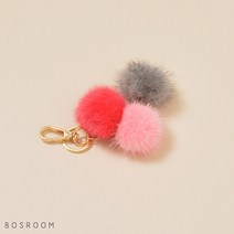 보스룸 남녀공용 핸드메이드 고퀼리티 멀티컬러 3개 5cm 밍크방울 폼폼키링 가방장식