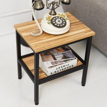 미곳간 철제2단협탁 다용도테이블 사이드협탁 거실 협탁, 아카시아(LPM)