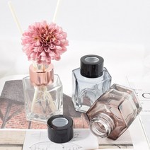 [캔들이케아] 50ml 육각 디퓨저 용기, 용기(투명)+캡(블랙)