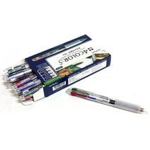 팬시모아 문화 4색 볼펜S 0.7mm 바디색상 그레이+화이트, 흑+청+적+녹, 12개입