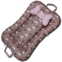 뽀송뽀송 국내수제작 땅콩침대 휴대보트침대 B_99 숲속동물들 핑크, 목쿠션포함