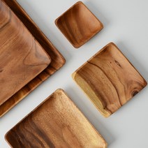 아카시아 원목 정사각 우드 플레이트, 정사각 우드 플레이트 미니 1P