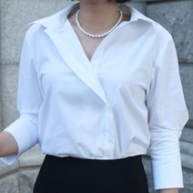 탑샤인 블론 면스판블라우스 언발란스 기본면남방 카라셔츠 여자블라우스 빅사이즈