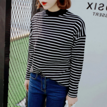 베씨 여성 반폴라 단가라 긴팔 티셔츠