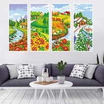 제제뉴 시골풍경 (봄/여름/가을/겨울) 보석십자수 그림 벽화 사무실 인테리어 액자 집들이 개업 선물, [B1036] 시골풍경_가을