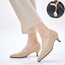 국내생산 5cm 뱀피 쥬얼리 포인트 여성구두 미들힐 펌프스 TC-8504