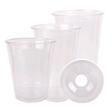 테이크아웃컵 14온스 92파이 PET컵(100개) + 돔뚜껑(100개)세트 일회용컵, 1개, 400ml, 100개