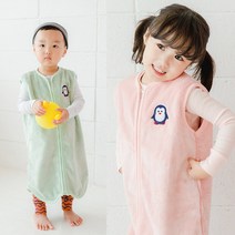 자체브랜드 꾸미 펭귄퍼 조끼_유아동수면조끼_신생아수면조끼