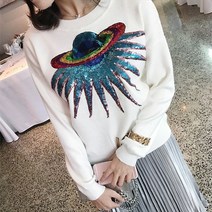 앨리앤유 우주선 비즈 스팽글 니트 스웨터