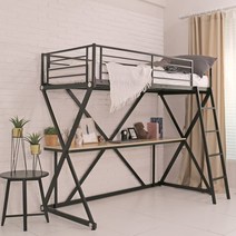 리빙힙 에스키 벙커침대 이층침대 2층침대 철제침대, 에스키 벙커침대 블랙 프레임만(책상포함)