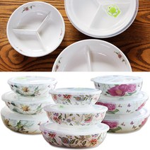 베스트데코 플라워 밀폐 3칸 나눔찬통 세칸찬통 반찬통 찬통, 플라워찬통_목련XL